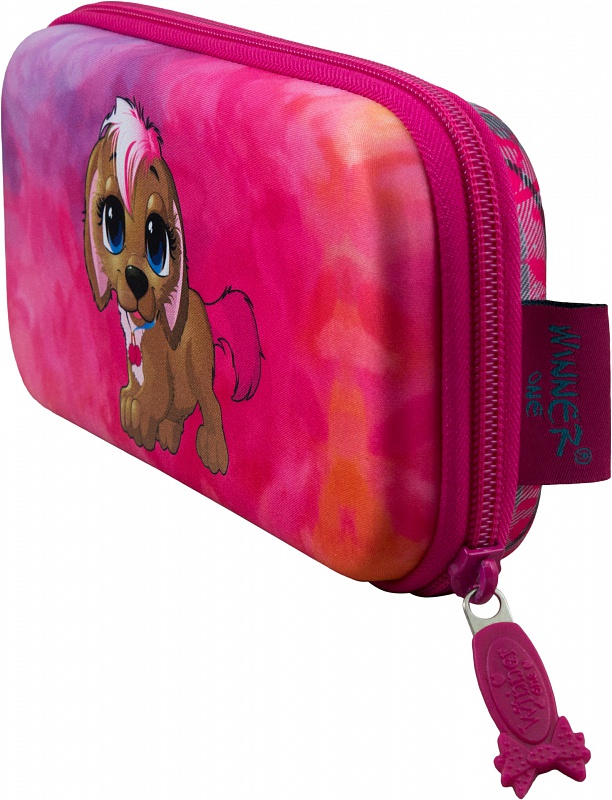 Пенал жесткий Собачка, цвет – розовый  